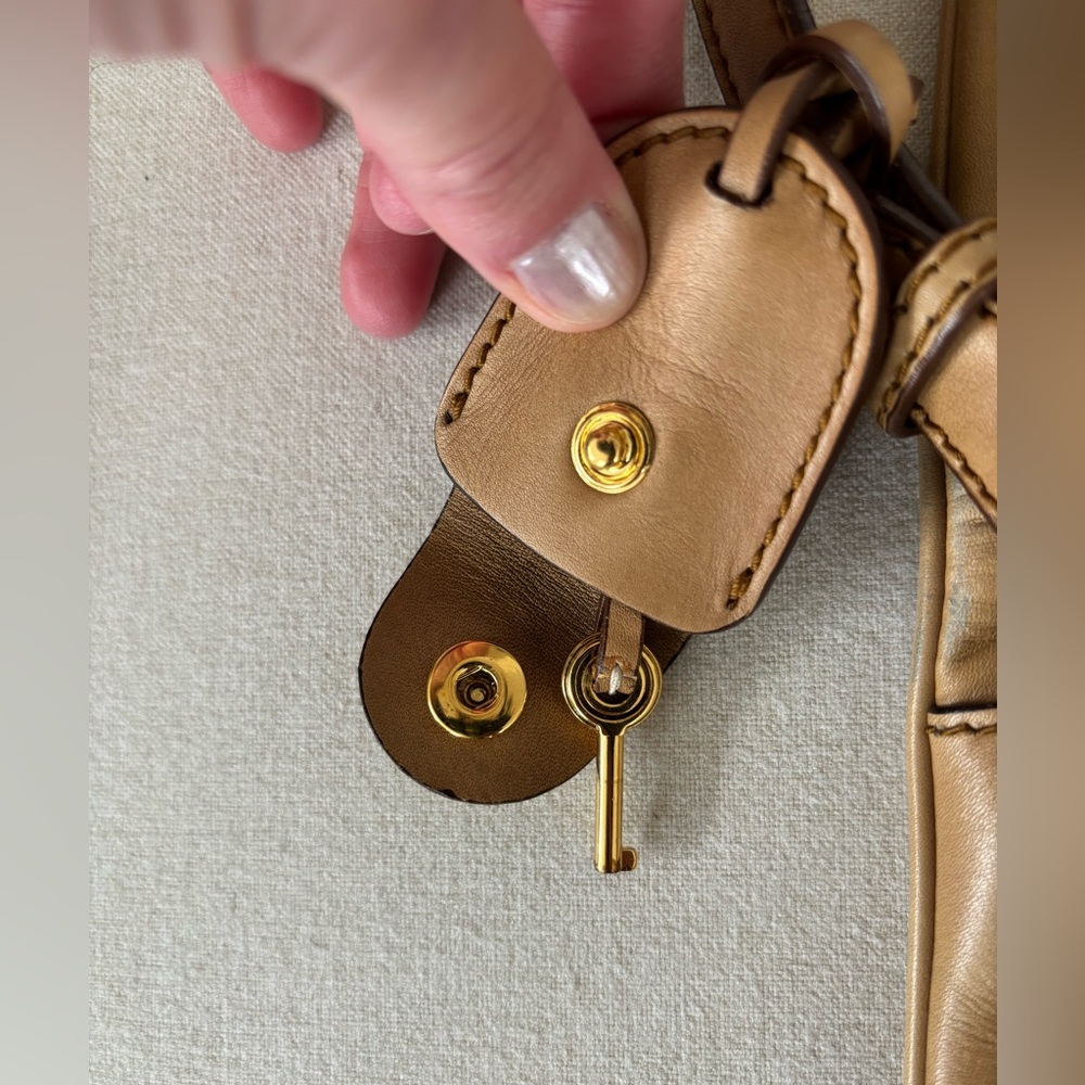 Miu Miu foldover crossbody vitello leather bag tan beige - Picture 8 of 16